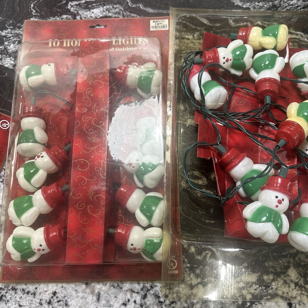 2 Sets Blow Mold Snowman String Lights 10 Holiday Lights Christmas Decorating